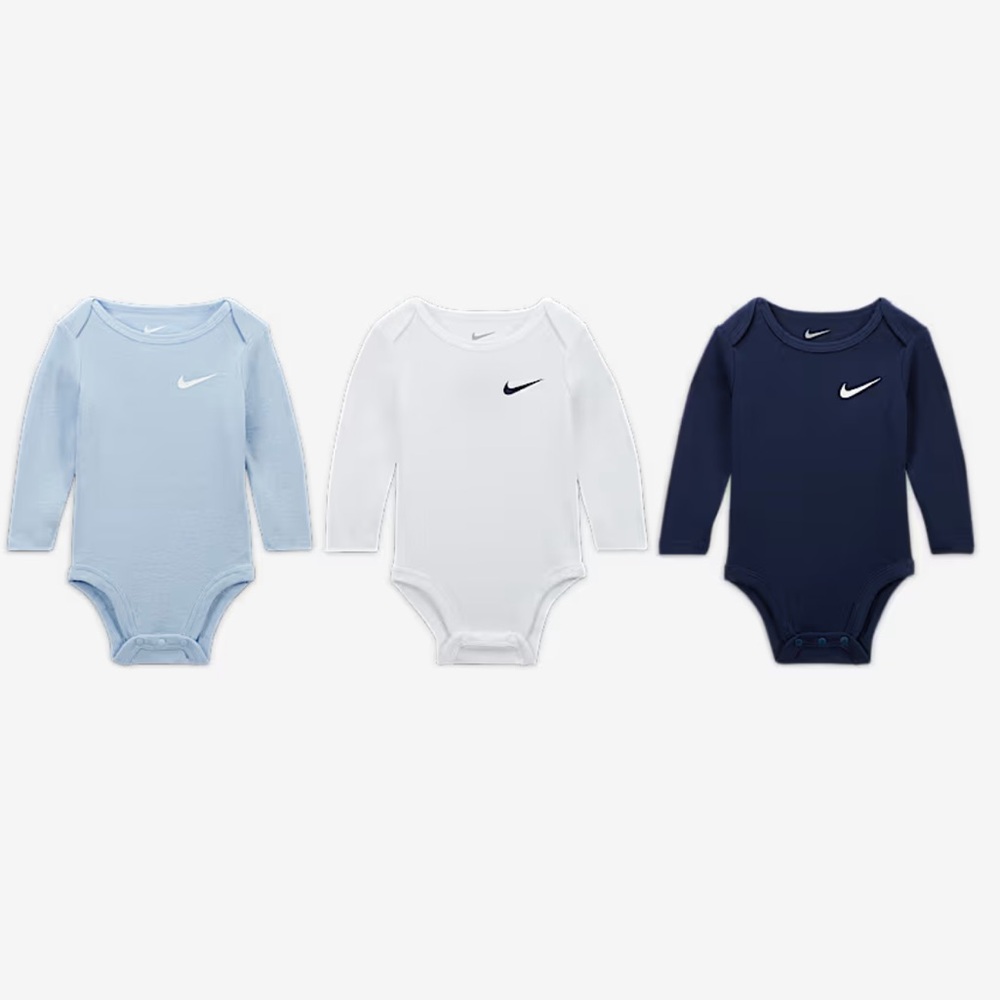 Nike Blue and White Bodysuit Set Long Sleeve One Pieces